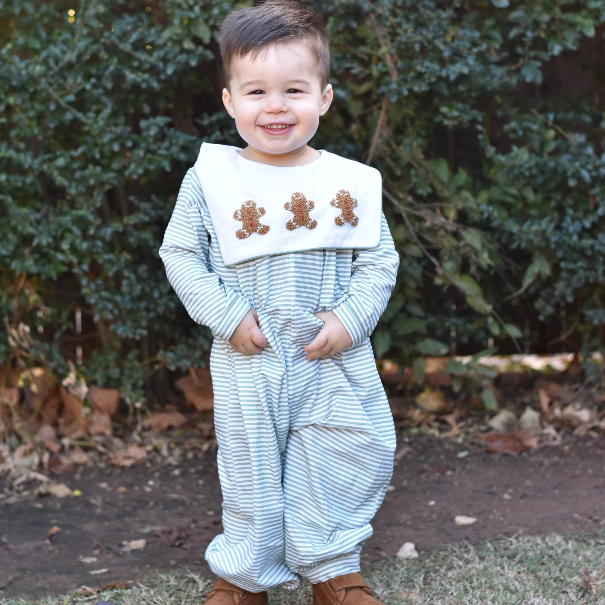 Gingerbread Gang Green Romper