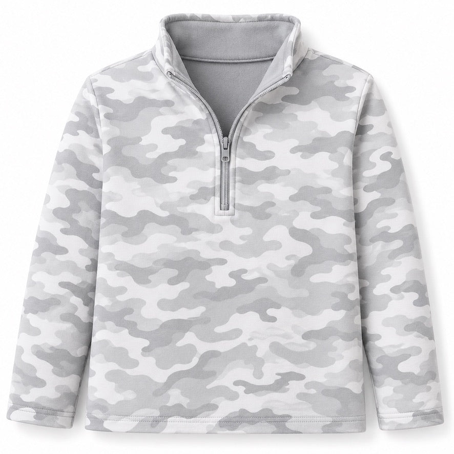 Sweet Peach Gray Camo Quarter Zip - ETA DECEMBER