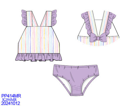 Pastel Stripe Swimmies Ruffle Baby Girl 2-Piece Swimsuit