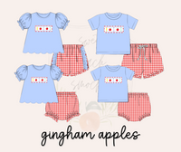 Gingham Apples Girls Apple Shorts Set