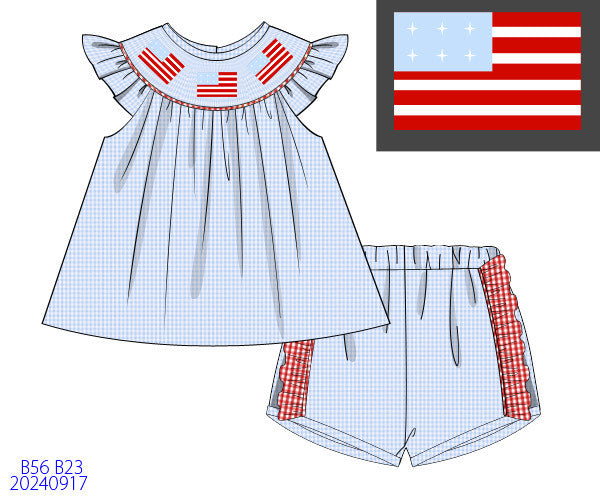 Stars & Stripes Girls Shorts Set