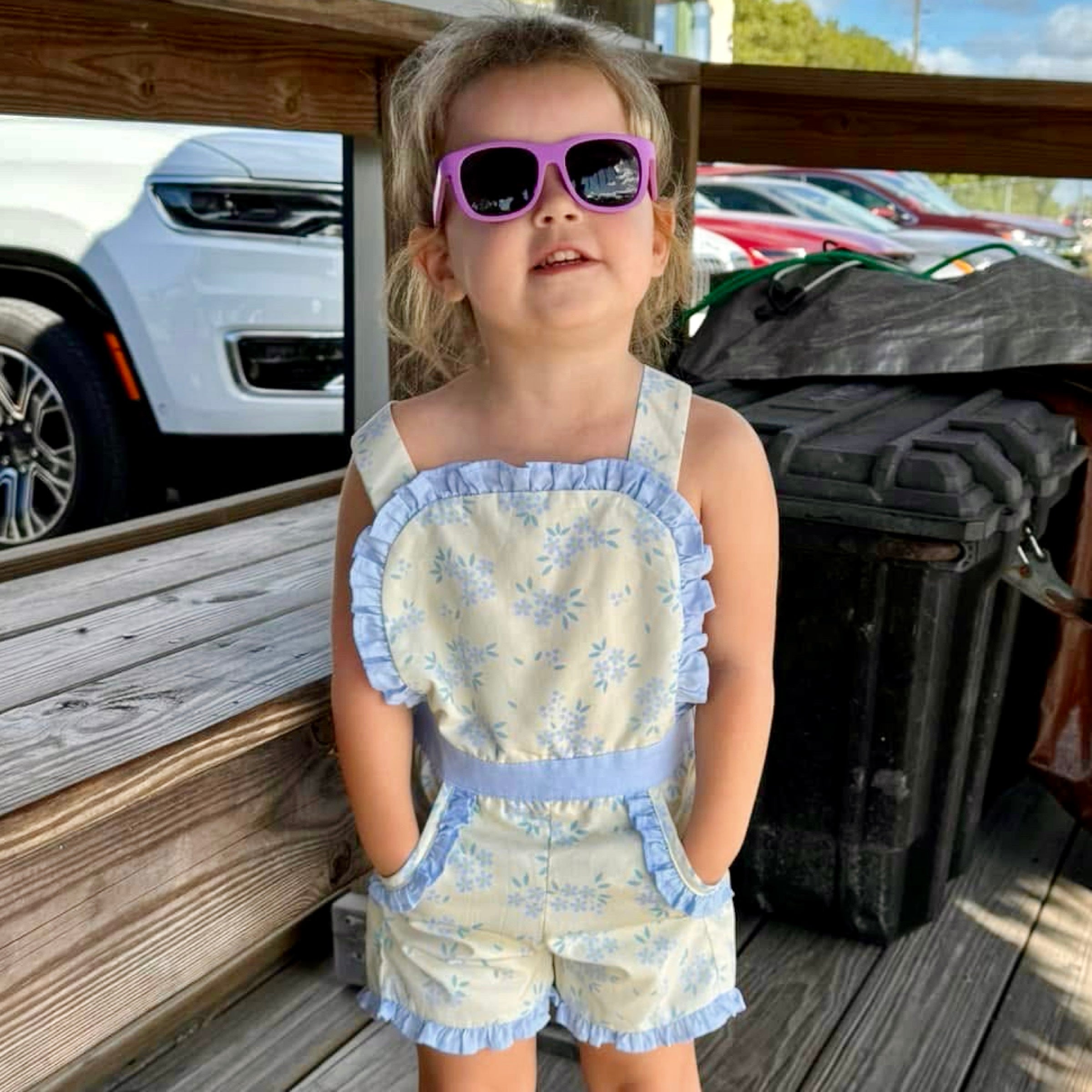 Hello Blue & Yellow - Girl Overalls