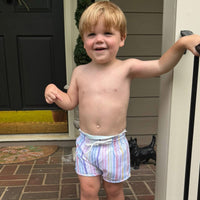 Pastel Stripe Swimmies Boys Swim Trunks