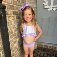 Pastel Stripe Swimmies Ruffle Baby Girl 2-Piece Swimsuit
