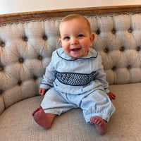Sweet in Swiss Dot Boy Romper