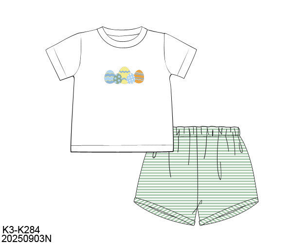 Easter Boys Applique Eggs Shorts Set