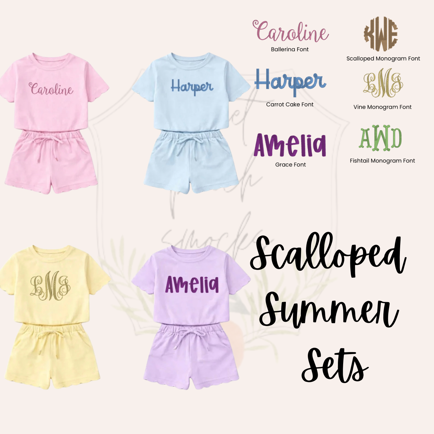 Summer Scalloped Shorts Sets - ETA MAY