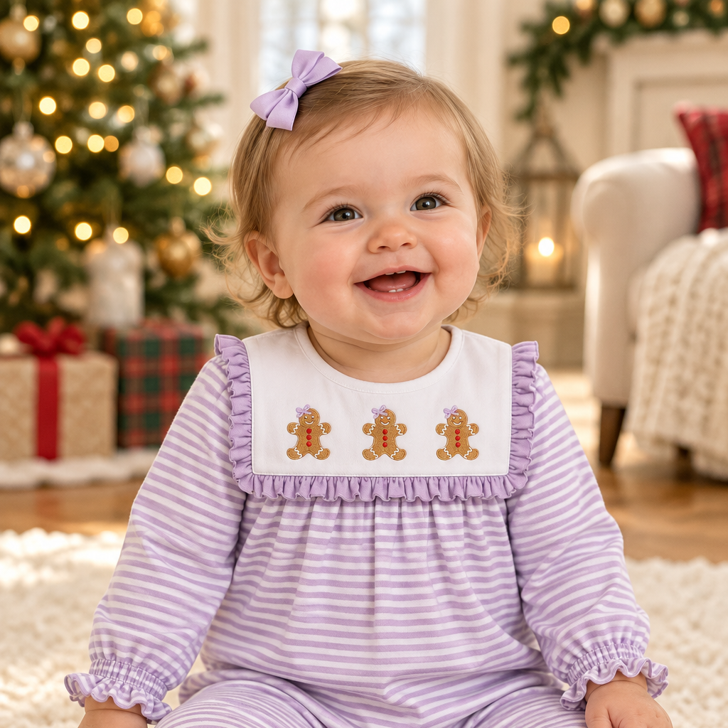 Gingerbread Gang Purple Romper