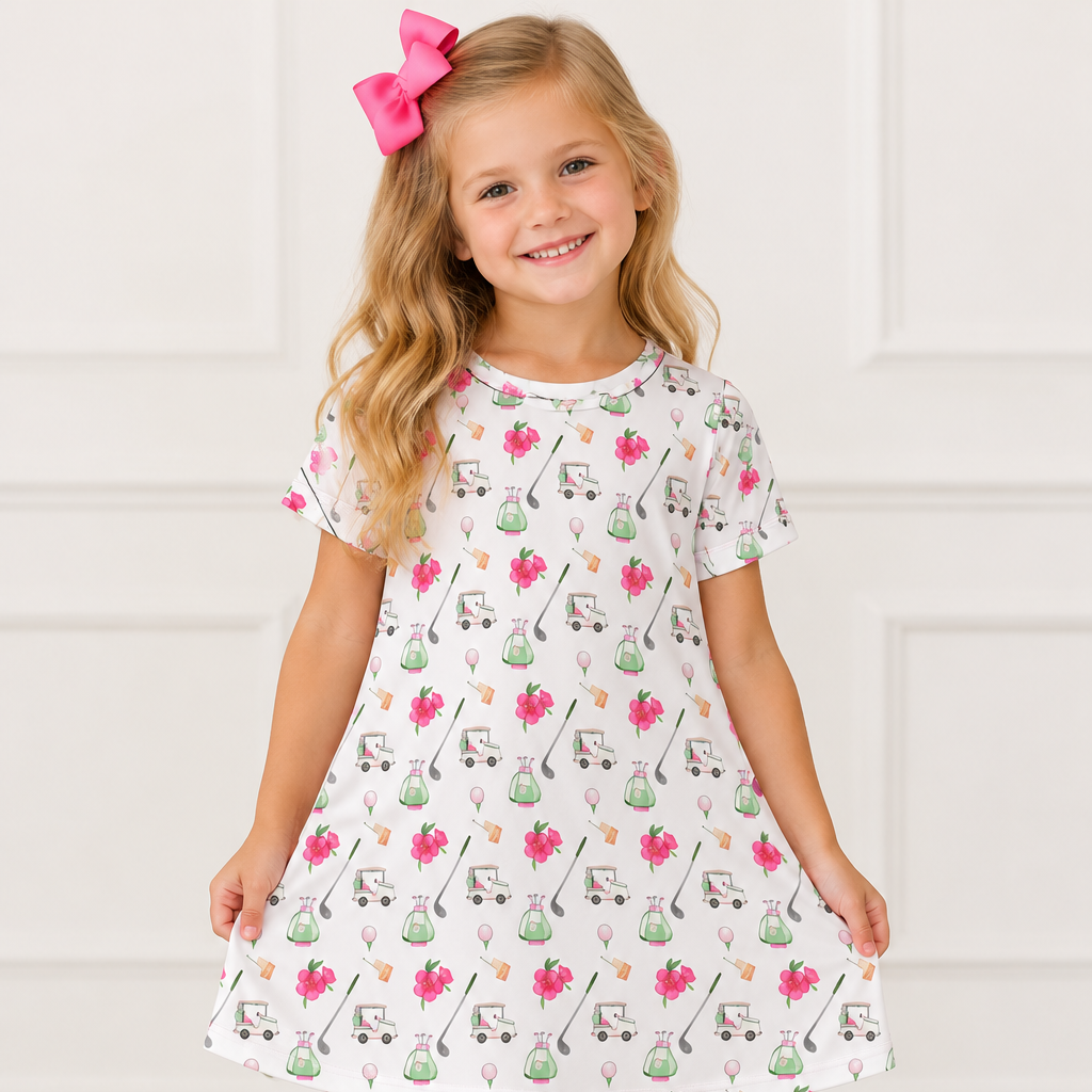 Pretty on the Green Dress in Hot Pink Azaleas - ETA MARCH
