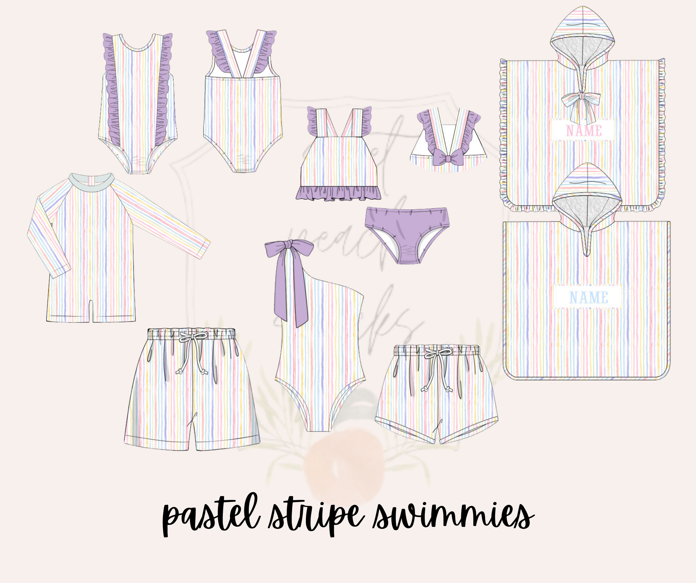 Pastel Stripe Womens 1-Piece Swimsuit