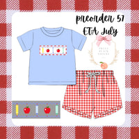 Gingham Apples Boys Apple Shorts Set