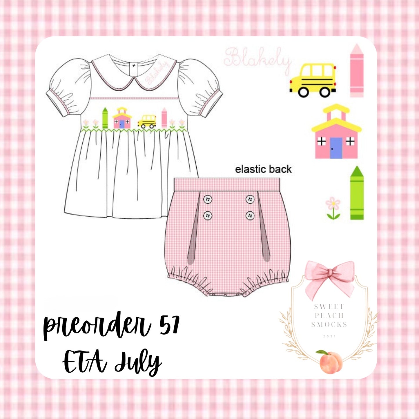 School House Smock Girls Bloomer Set