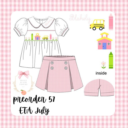 School House Smock Girls Skirt Set