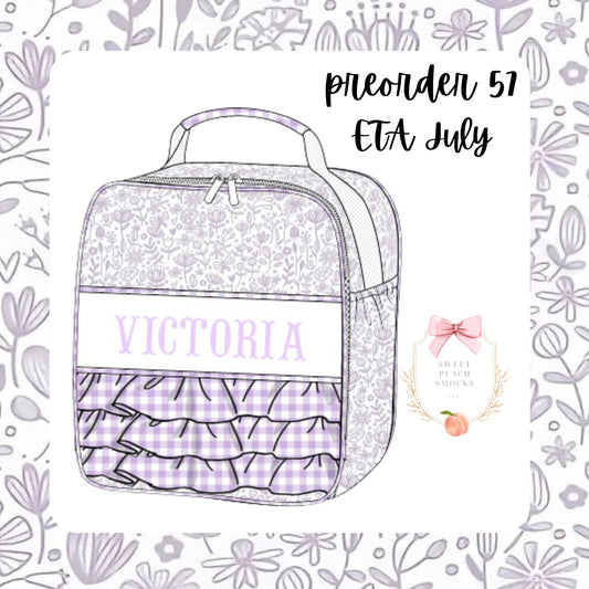 Lavender Floral Personalized Lunchbox with Ruffles