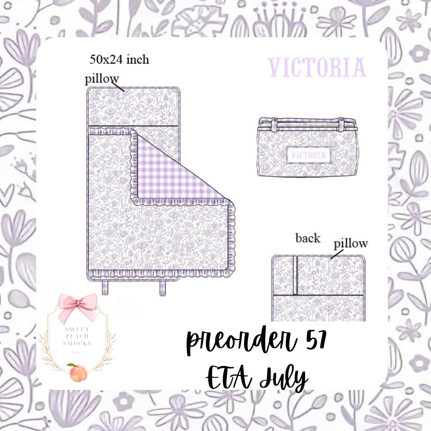 Lavender Floral Personalized Napmat