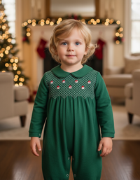 Holly Jolly Geosmock Boys Romper - ETA OCTOBER