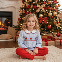 Reindeer Kisses Smocked Girls Set - ETA OCTOBER