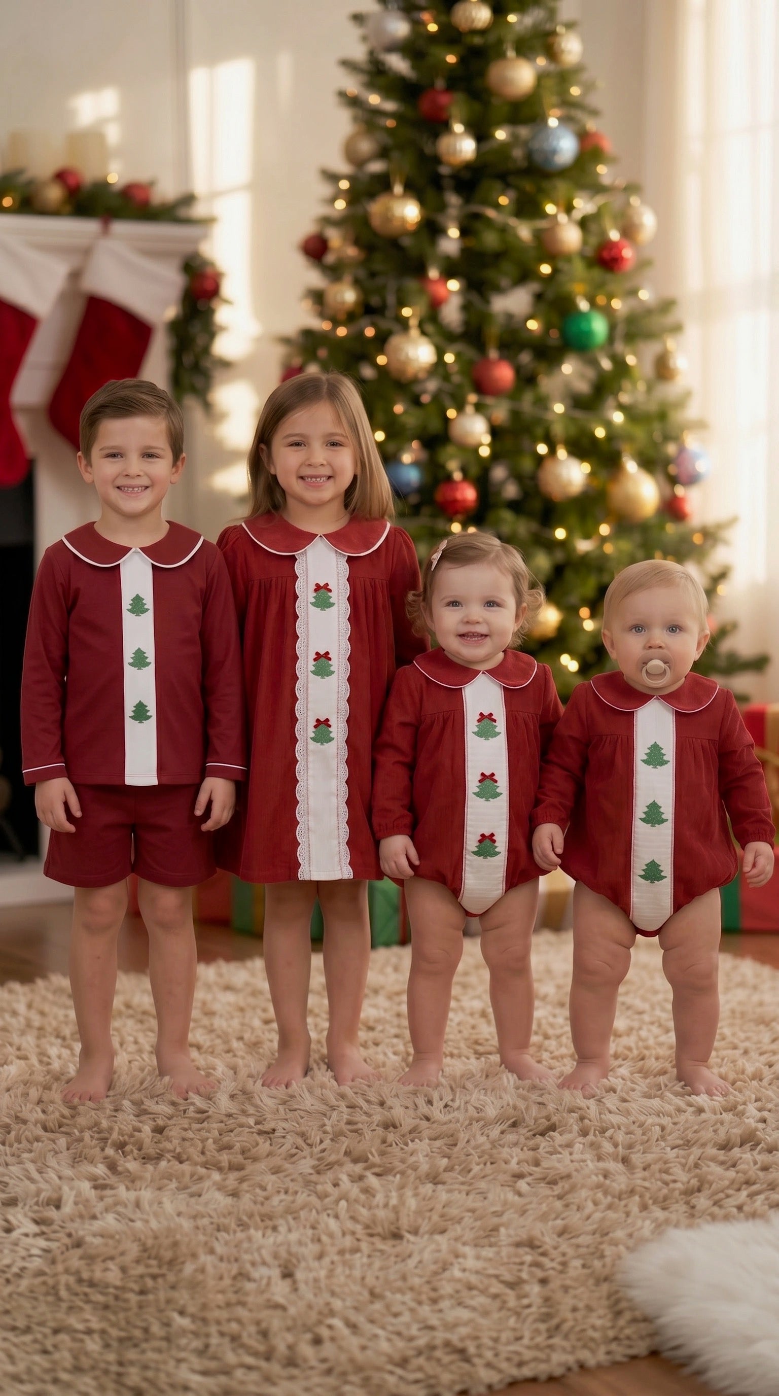 Christmas Heirloom Evergreen Smocked Boys Bubble - ETA OCTOBER