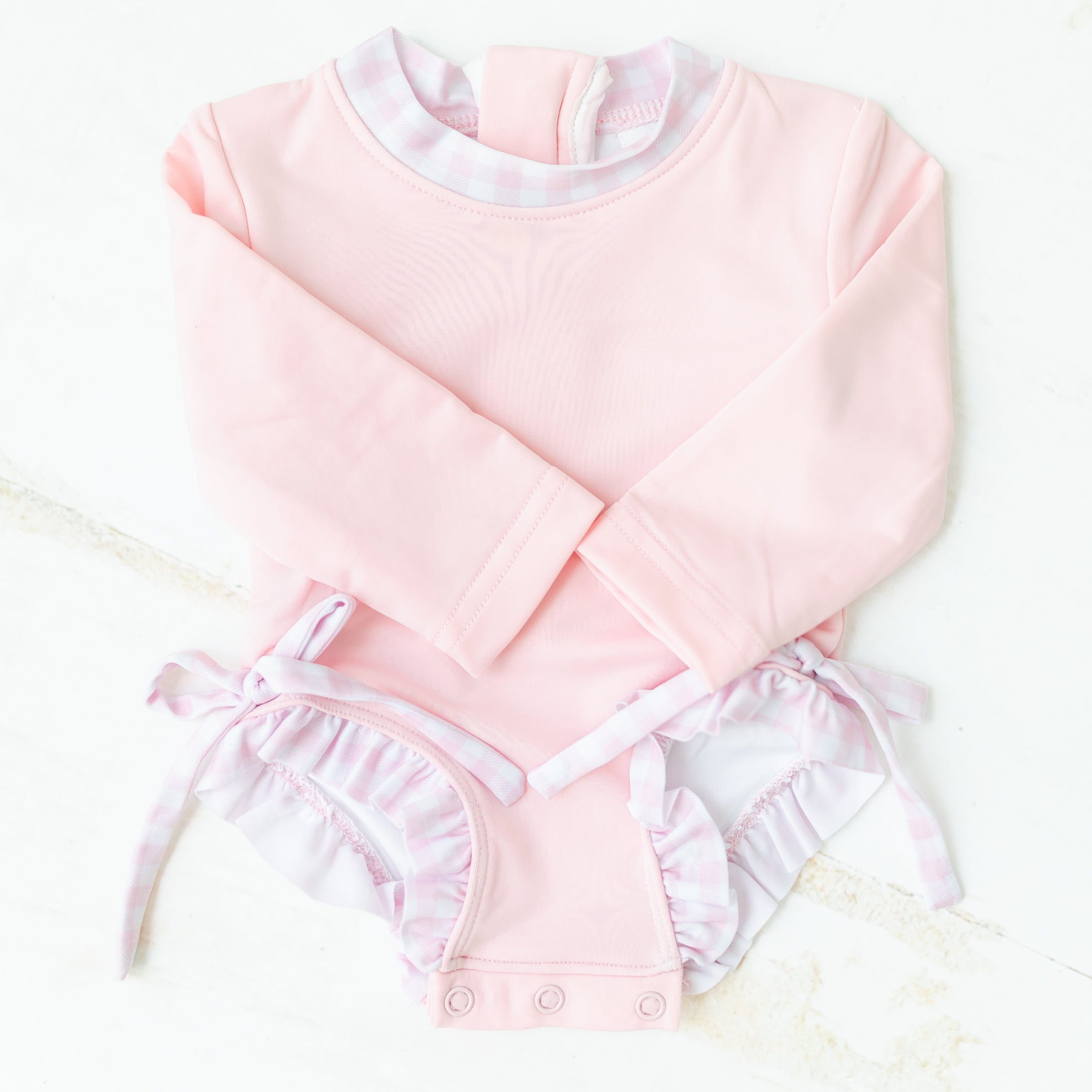 Gingham Rashguard Swim - Girl 1 Piece