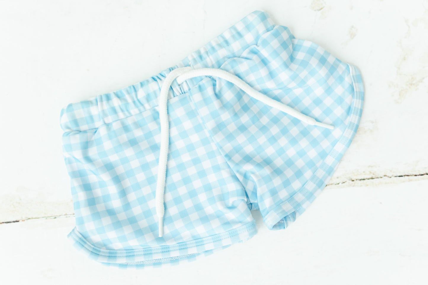 Gingham Rashguard Swim - Boys Trunks