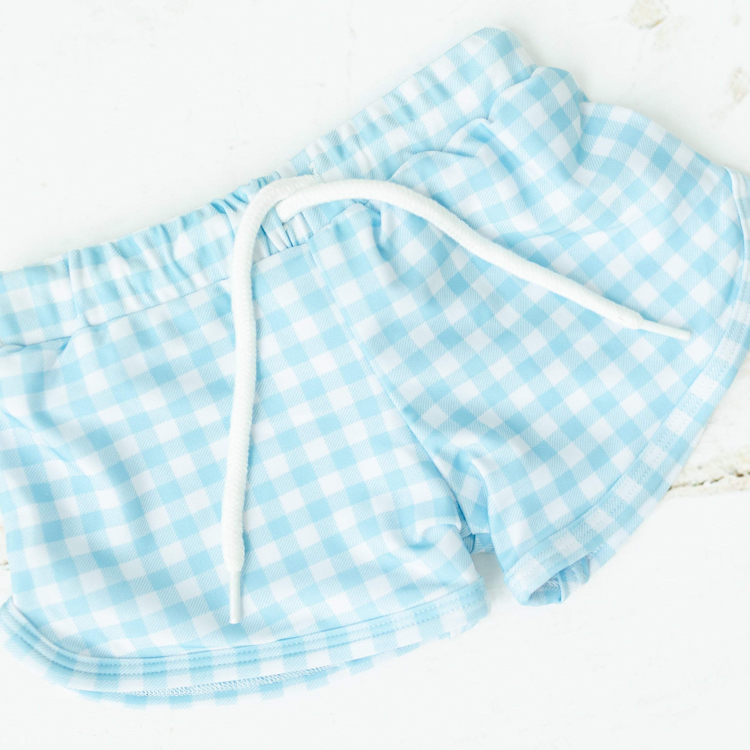 Gingham Rashguard Swim - Boys Trunks