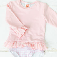 Gingham Rashguard Swim - Girl 2 Piece Set