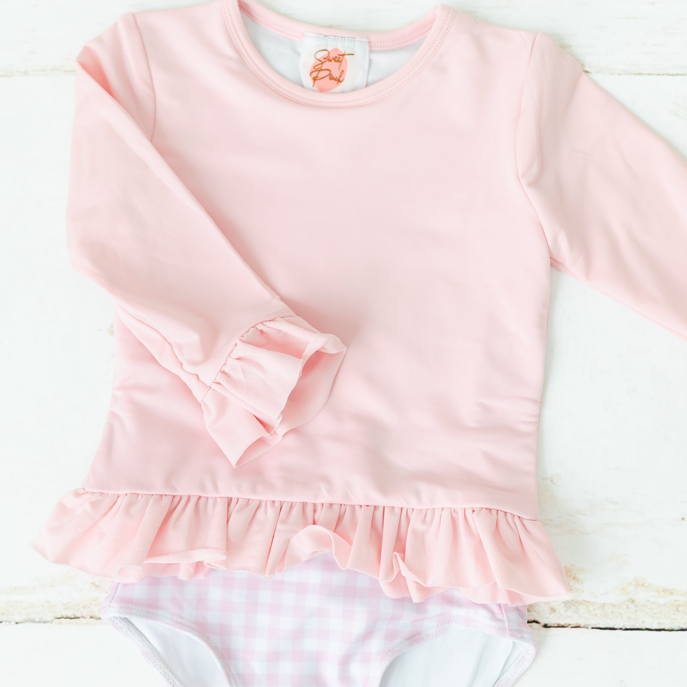 Gingham Rashguard Swim - Girl 2 Piece Set