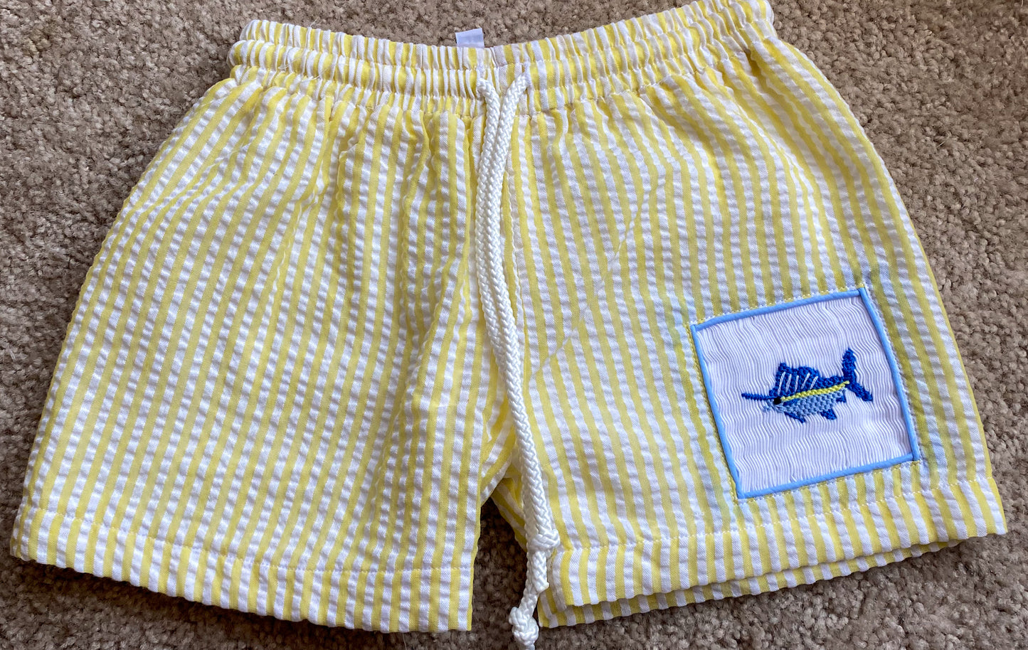 Seersucker Swim Collection - Yellow Boy Trunks