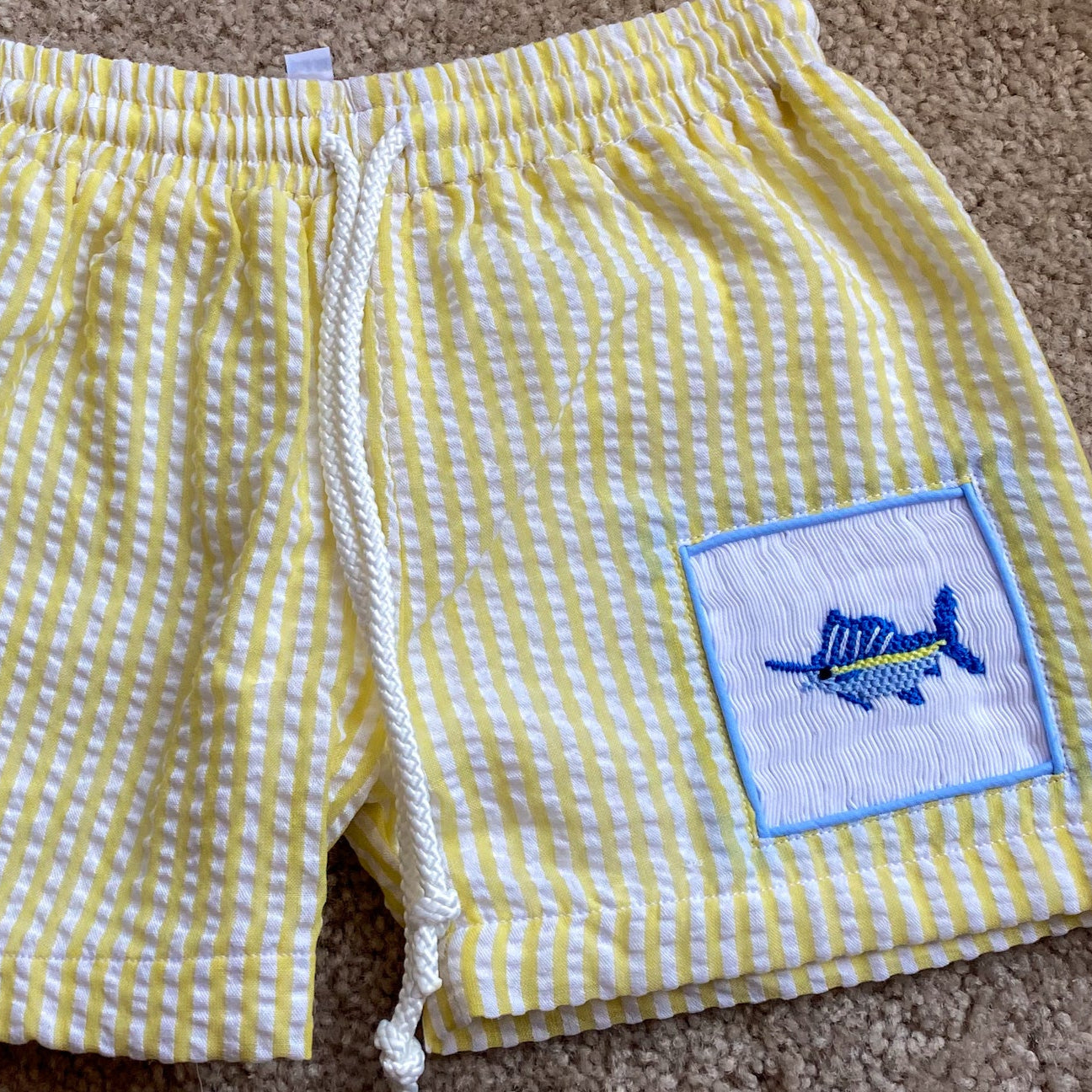 Seersucker Swim Collection - Yellow Boy Trunks