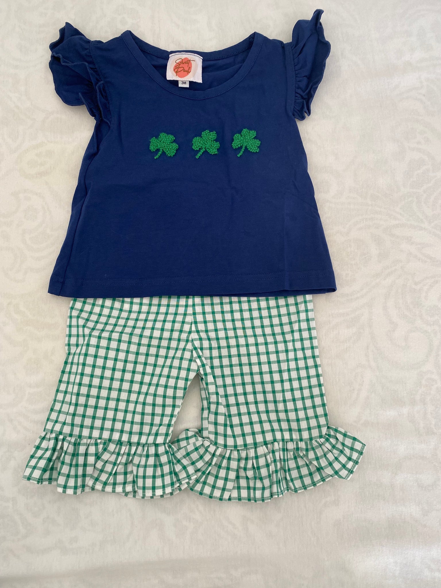 French Knot Shamrock Collection Girl Pant Set Sweet Peach Smocks, LLC.