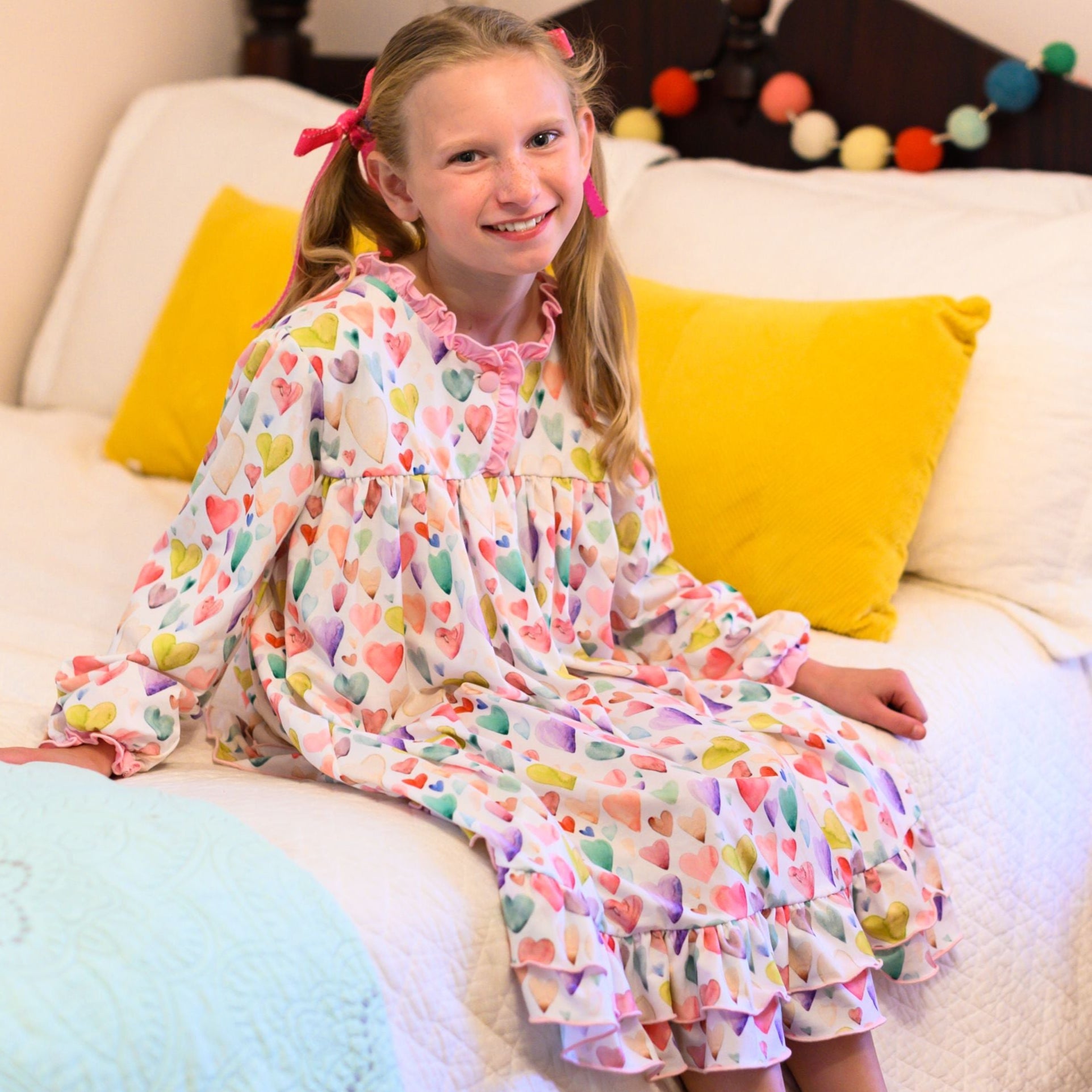 Watercolor Hearts Collection - Girl Gown